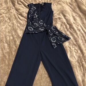 Chic Navy Jumpsuit with Floral Accent
